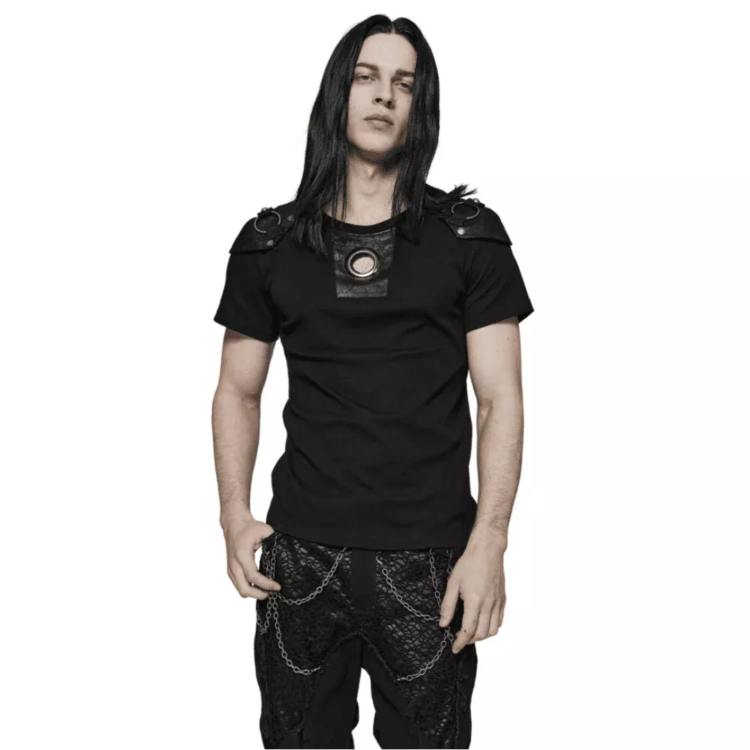 Punk Rave O-Ring Black Knit T-Shirt
