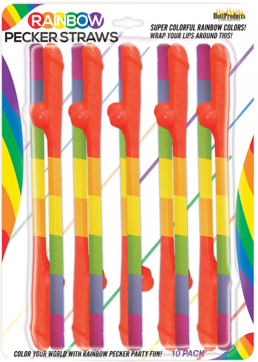 RAINBOW Peckers Straws - 10 pack