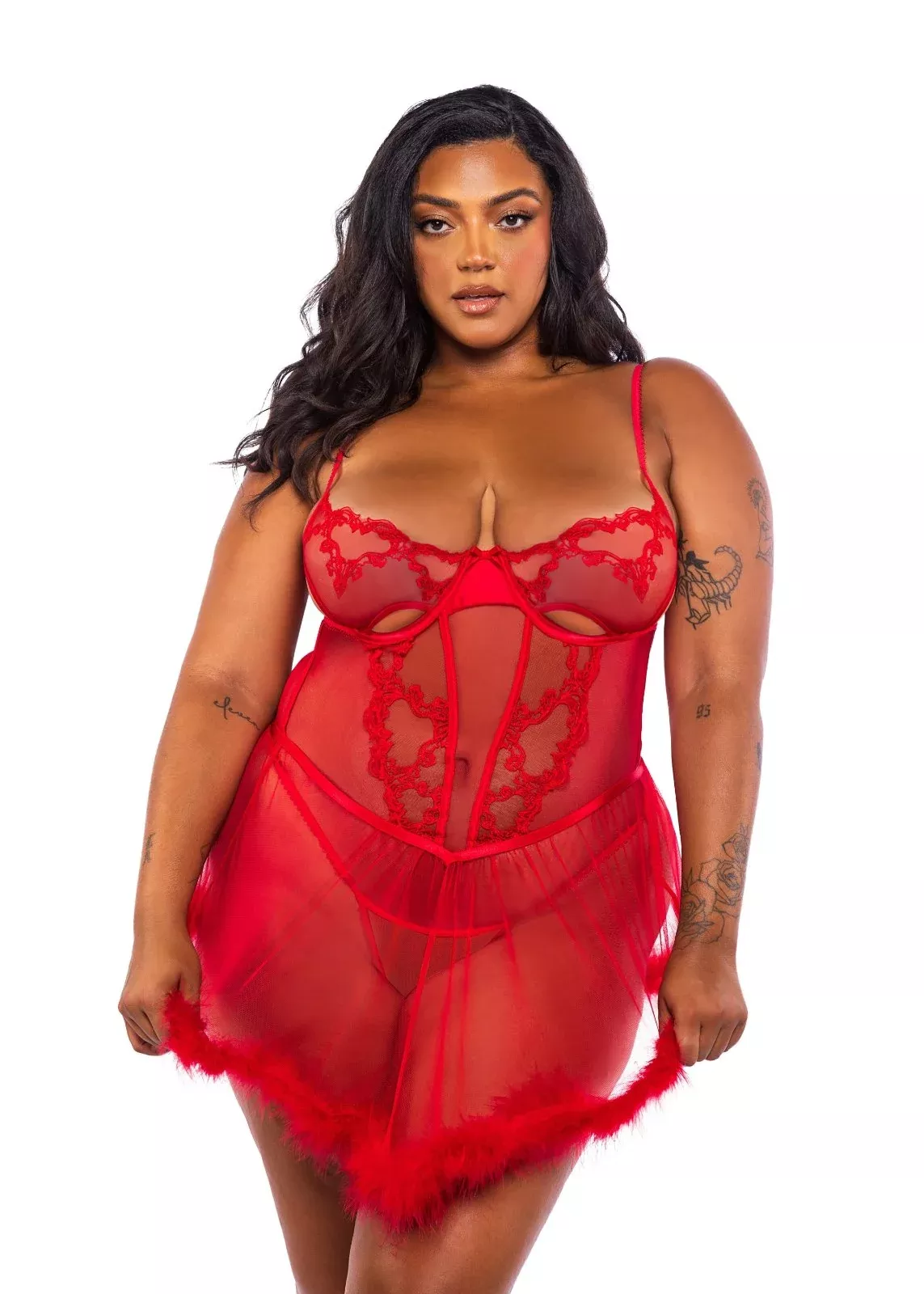 Red Baroque Heart Babydoll Set