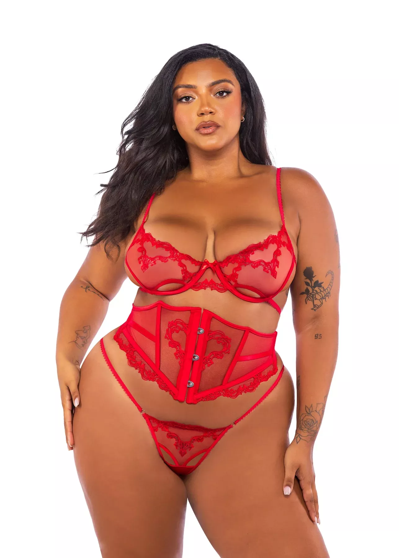 Red Baroque Heart Waspie Set