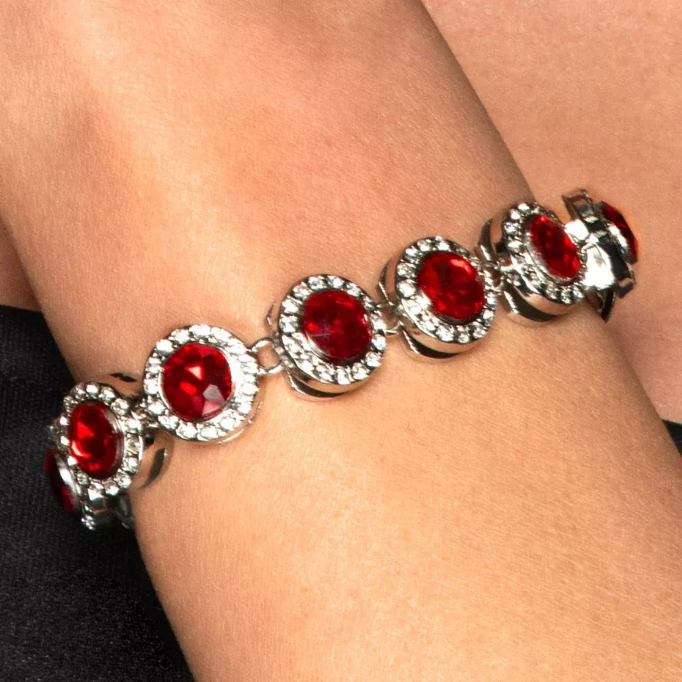 Red Rhinestone Jeweled Bracelet