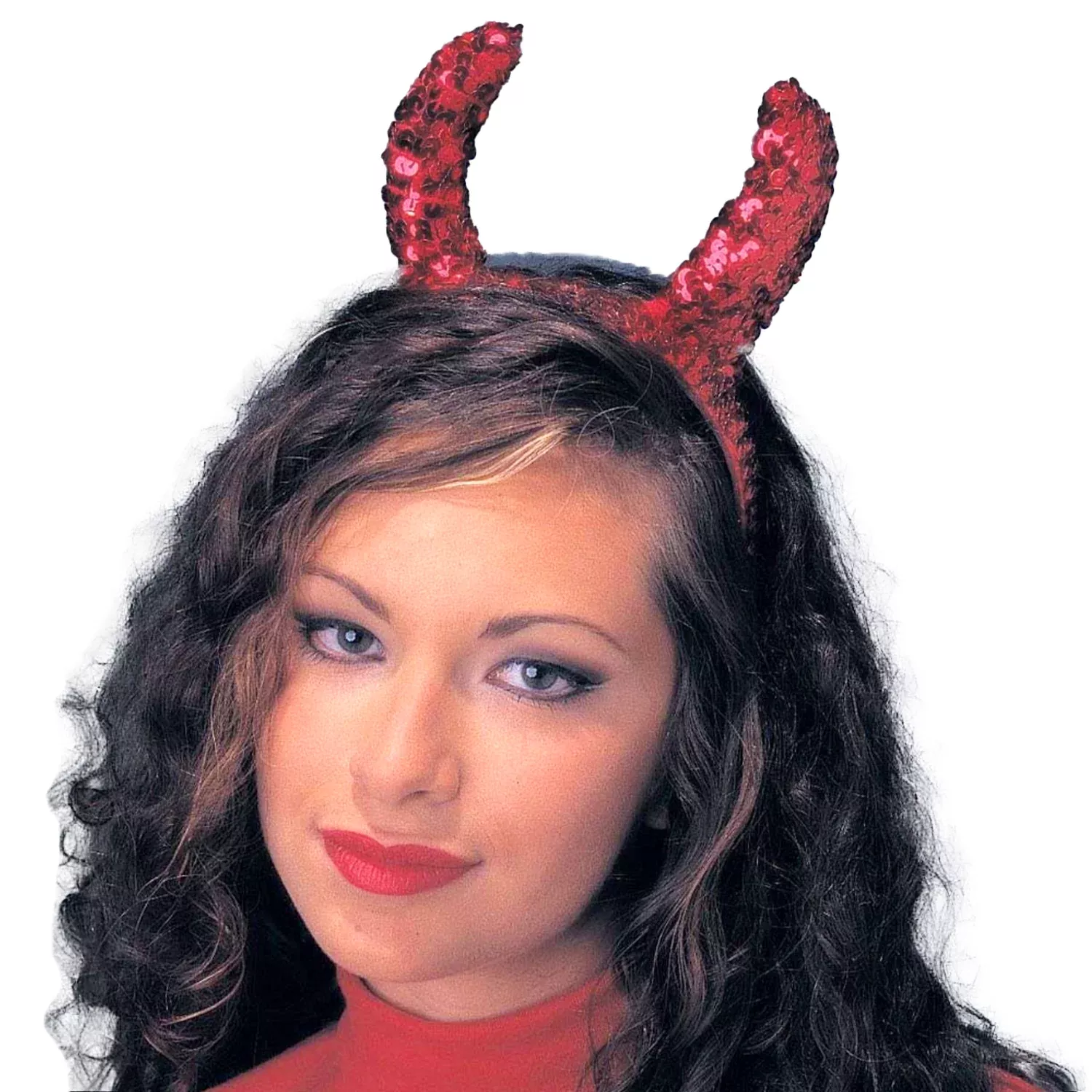 Red Sequin Devil Horn Headband