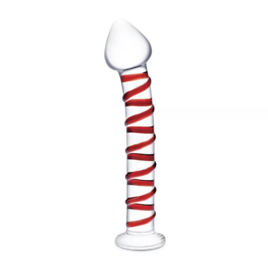 Red Swirly Glass Dildo