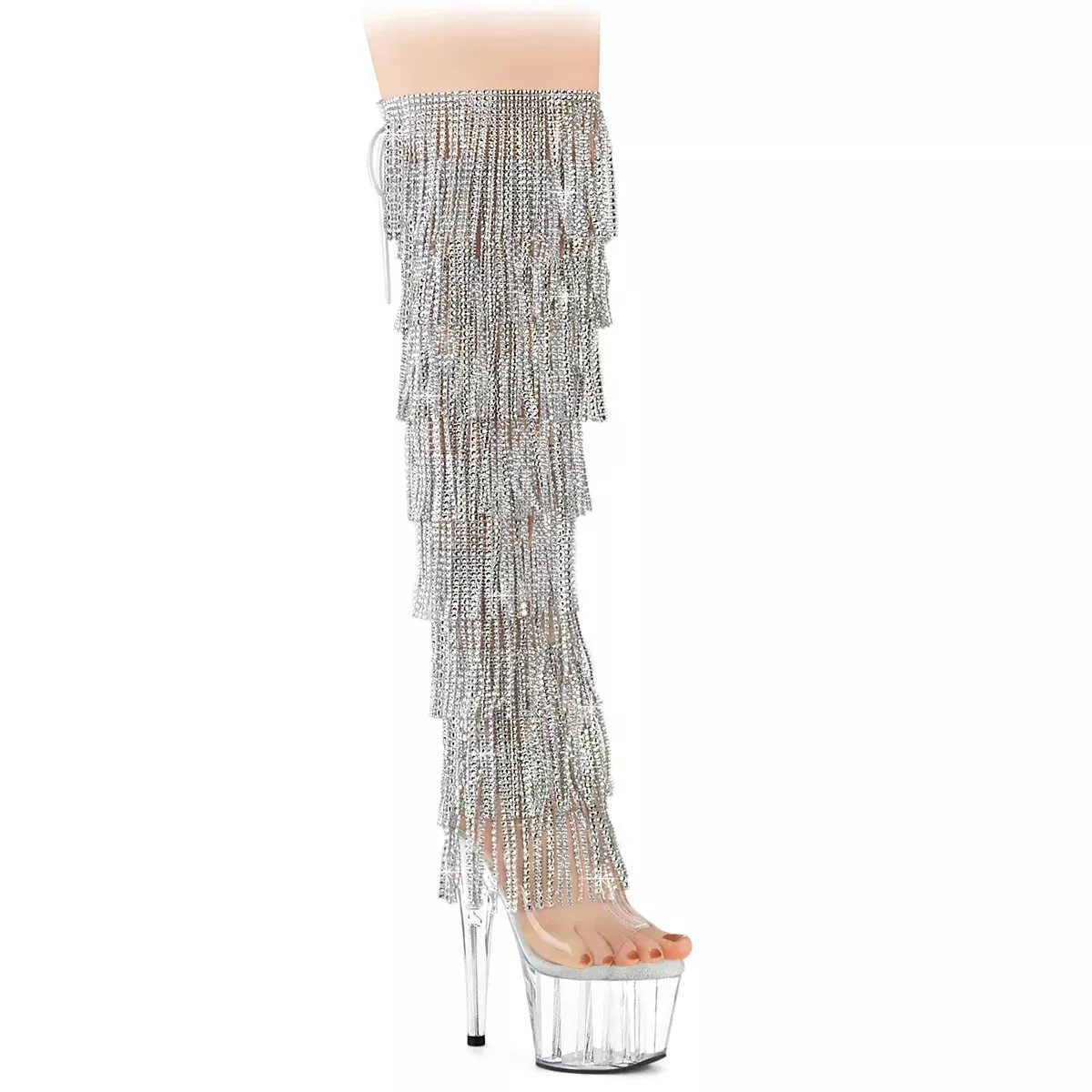Rhinestone Fringes Boot 7" Heel