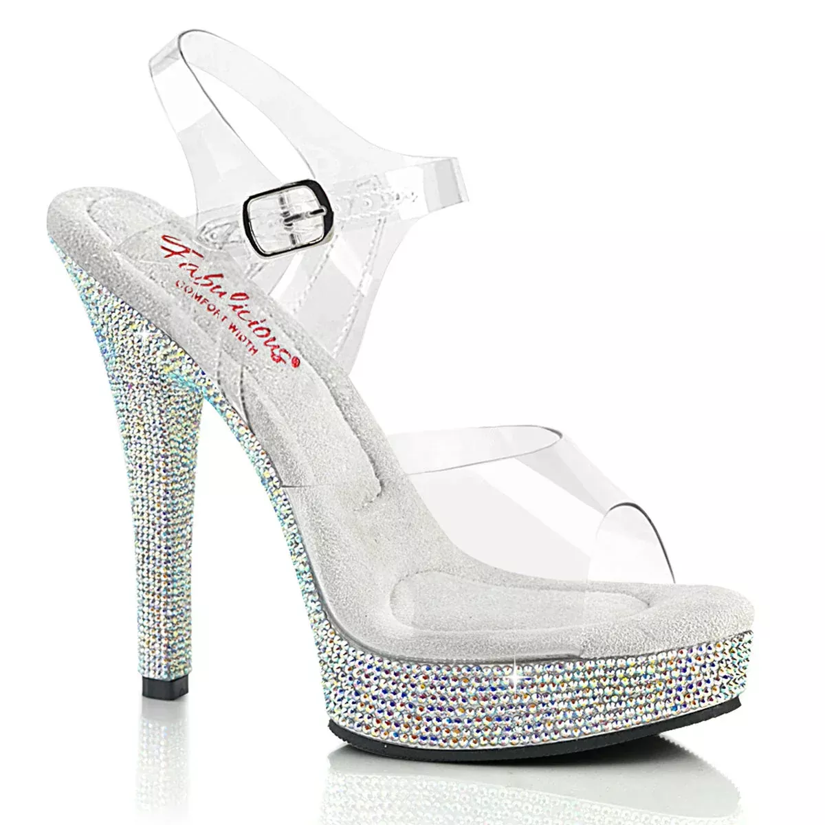Rhinestones Ankle Strap Sandal 5" Heel