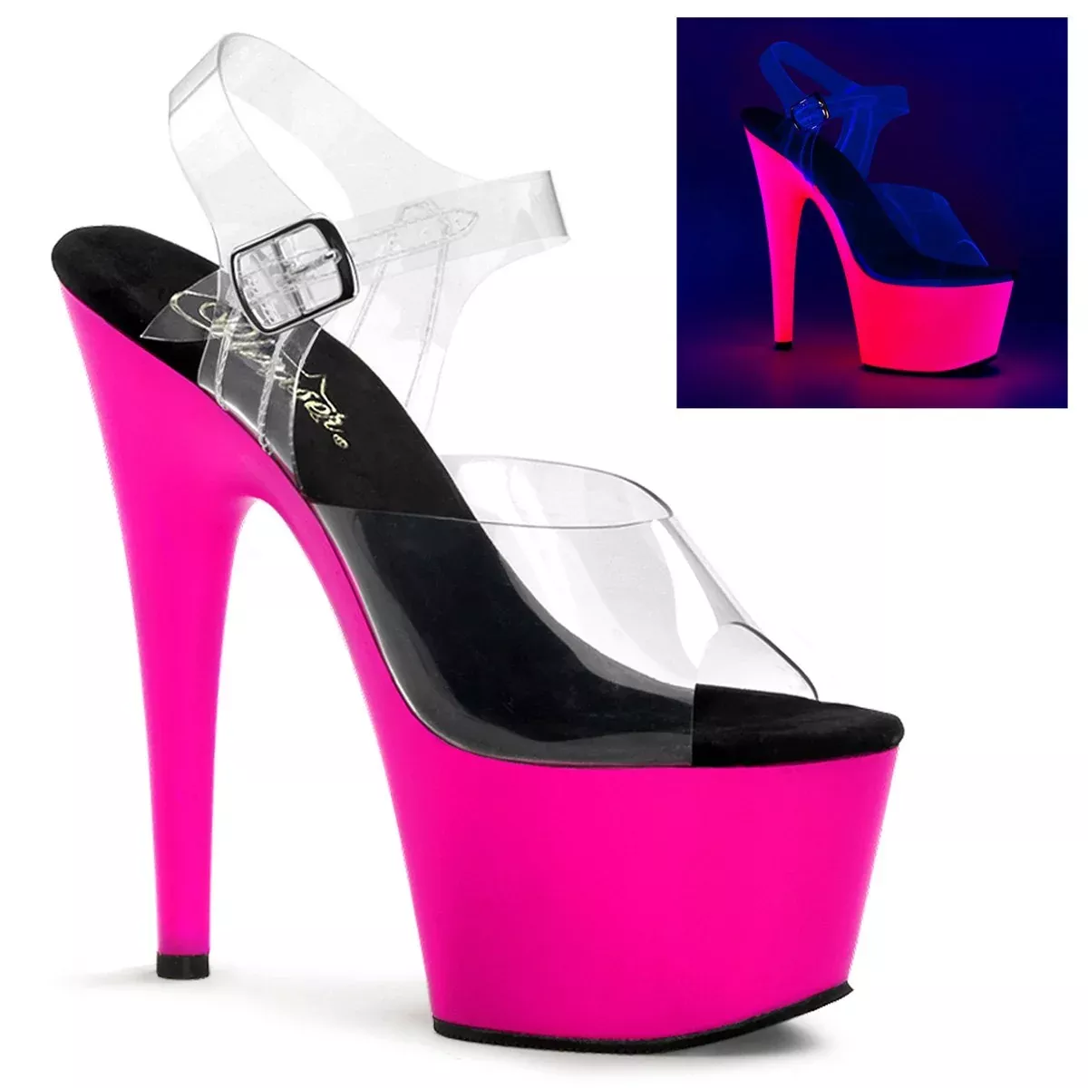 Sandal with UV Light Effect 7" Heel