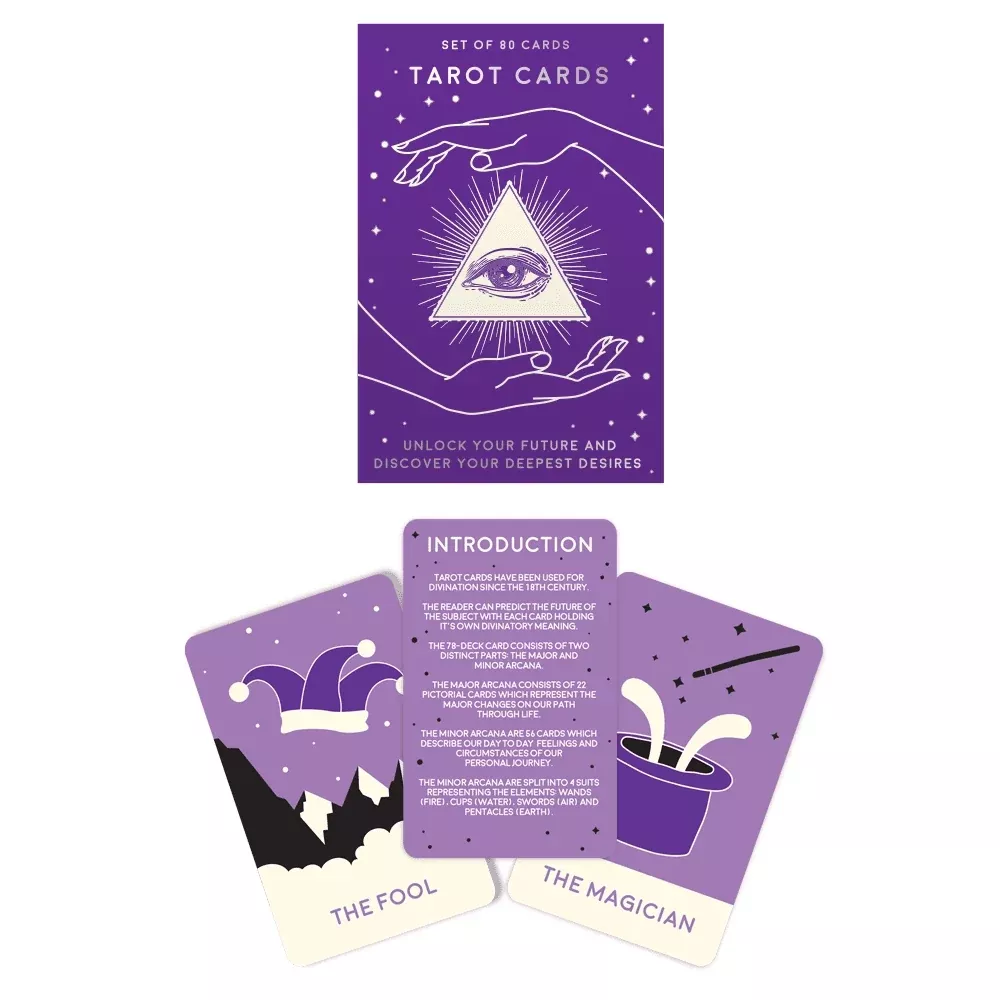 Set of 80 Purple Tarot Cards