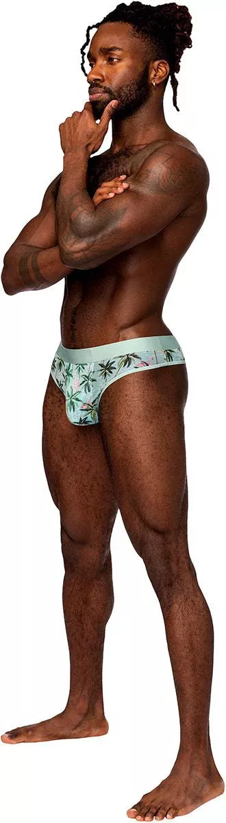 Sheer Print - Sheer Thong - Flamingo