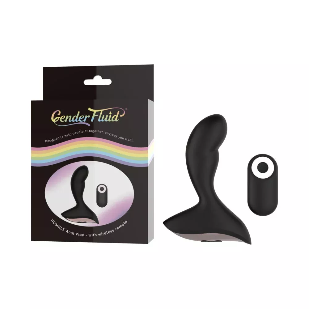 Shibari Gender Fluid Rumble Rechargeable Remote-Controlled Silicone Anal Vibrator Black
