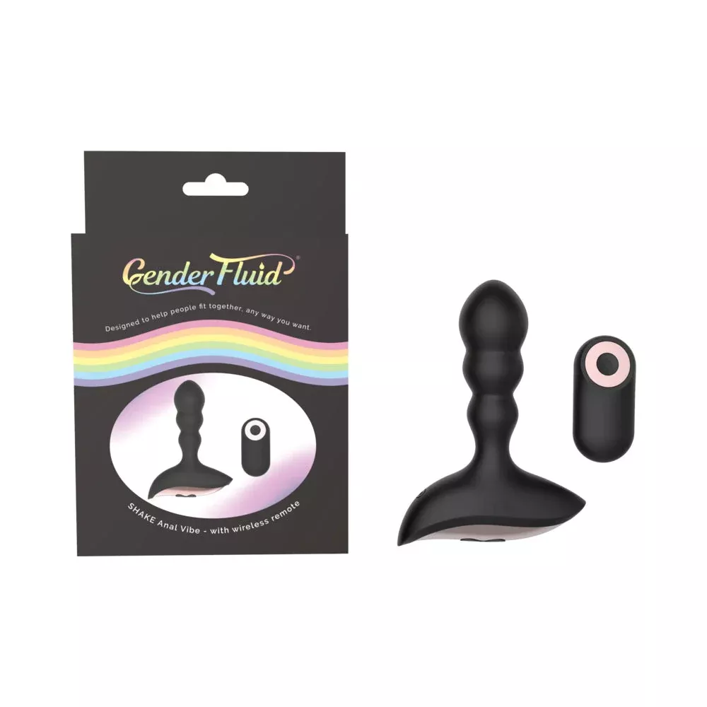 Shibari Gender Fluid Shake Rechargeable Remote-Controlled Silicone Anal Vibrator Black
