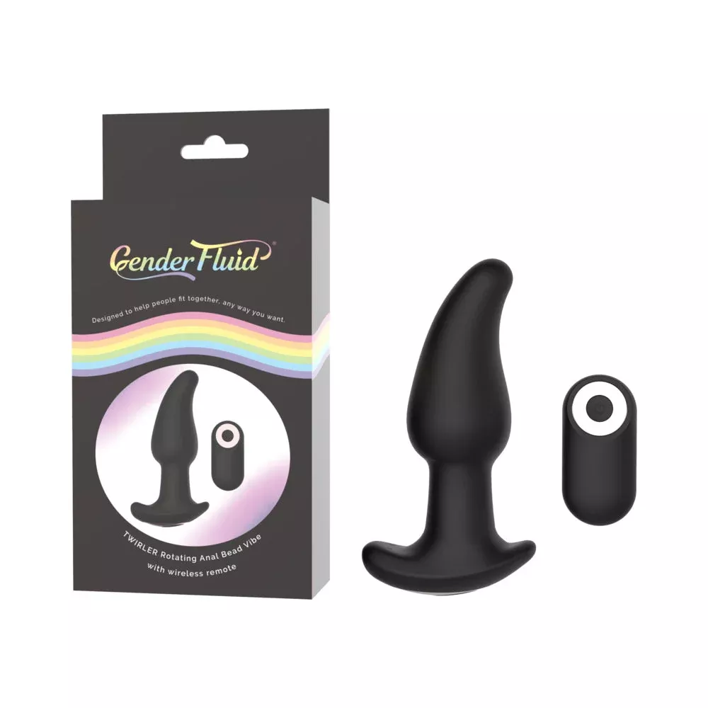 Shibari Gender Fluid Twirler Anal Vibe With Remote Silicone Black