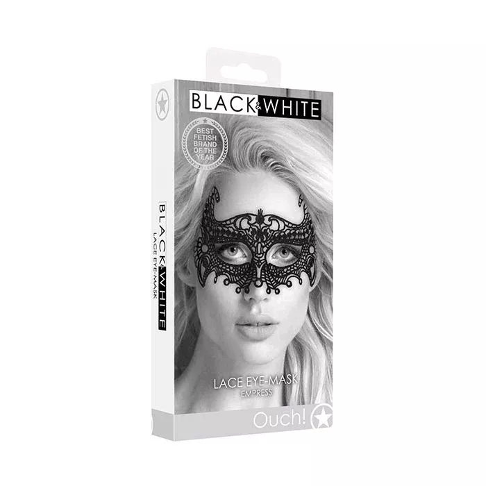 Shots Ouch Black & White Lace Eye Mask
