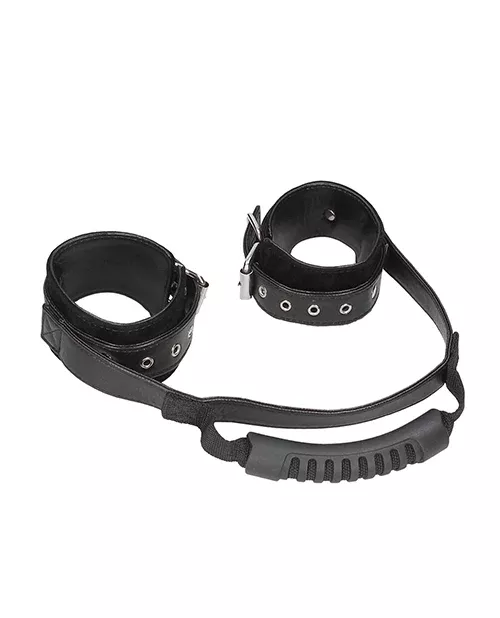 Shots Ouch Bonded Leather Handcuffs - Black
