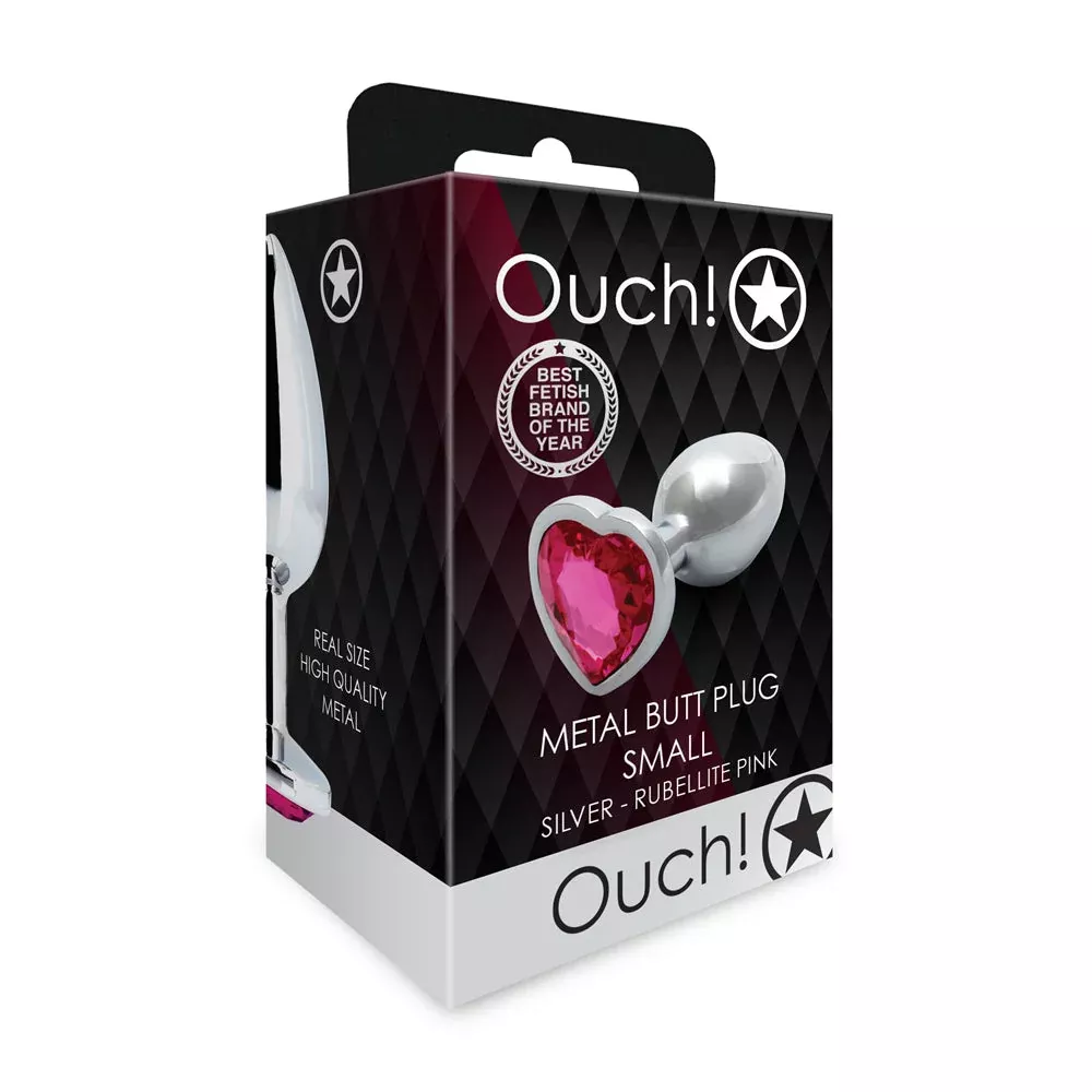 Shots Ouch! Heart Gem Butt Plug Small – Silver/Rubellite Pink