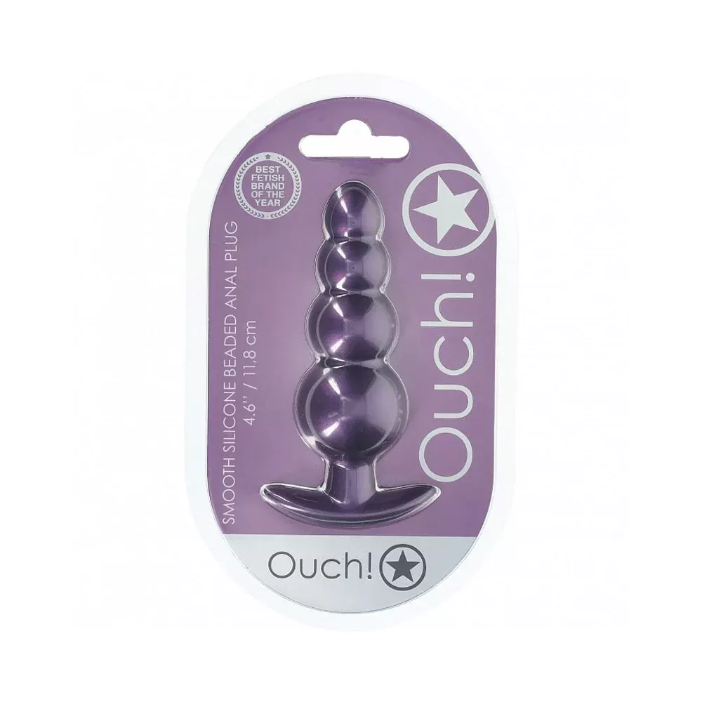 Shots Ouch! Smooth Silicone Beaded Anal Plug 4.6 in.