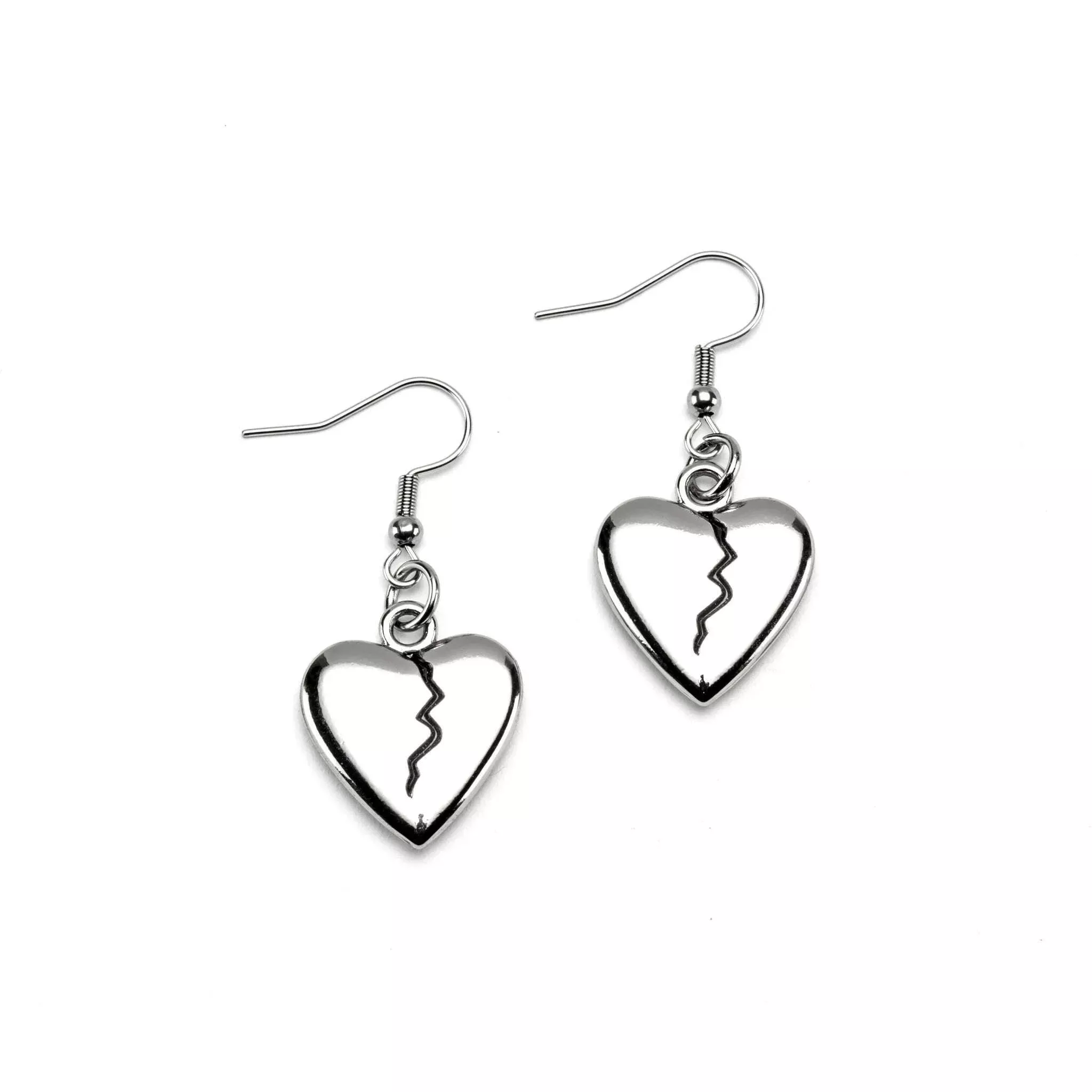 Silver Broken Heart Earrings