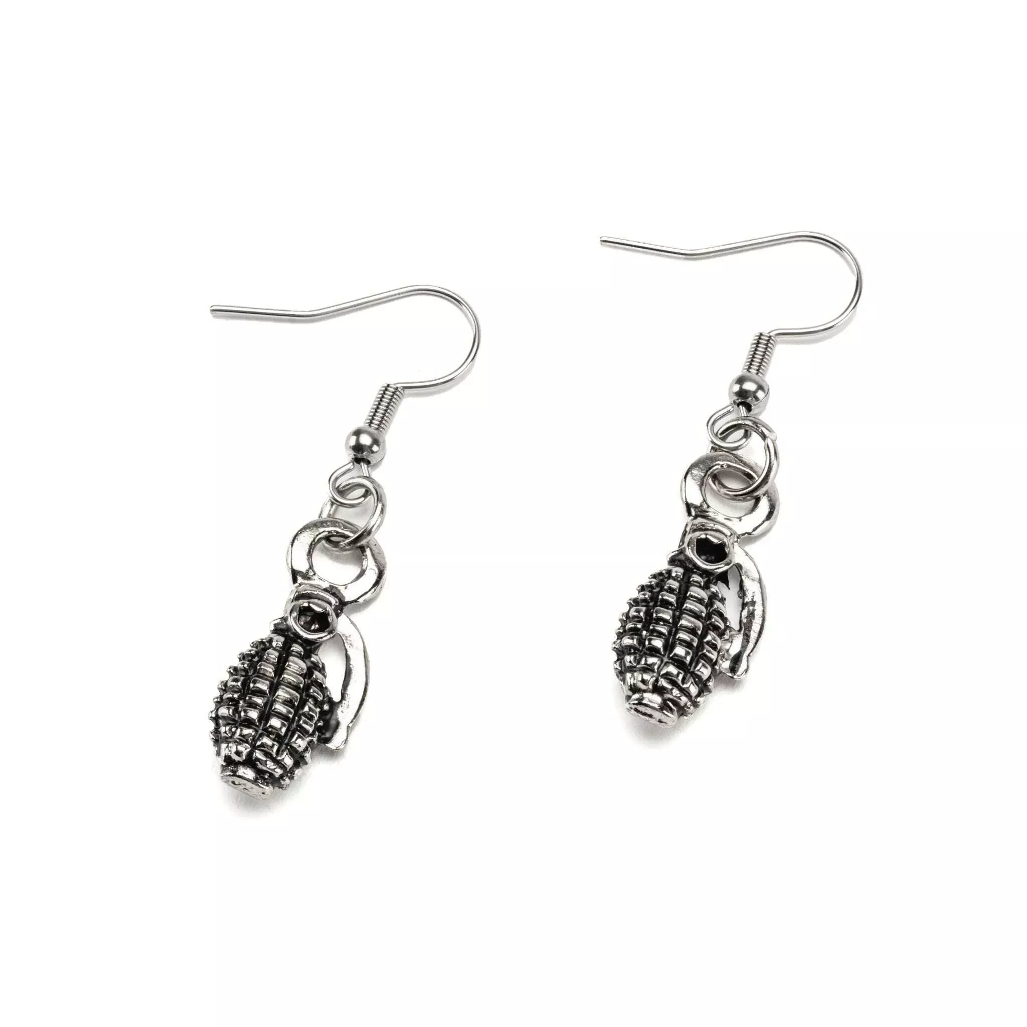 Silver Grenade Earrings