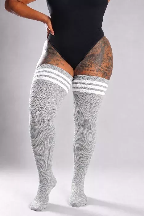 Silver Lining Stripes Thigh High Socks