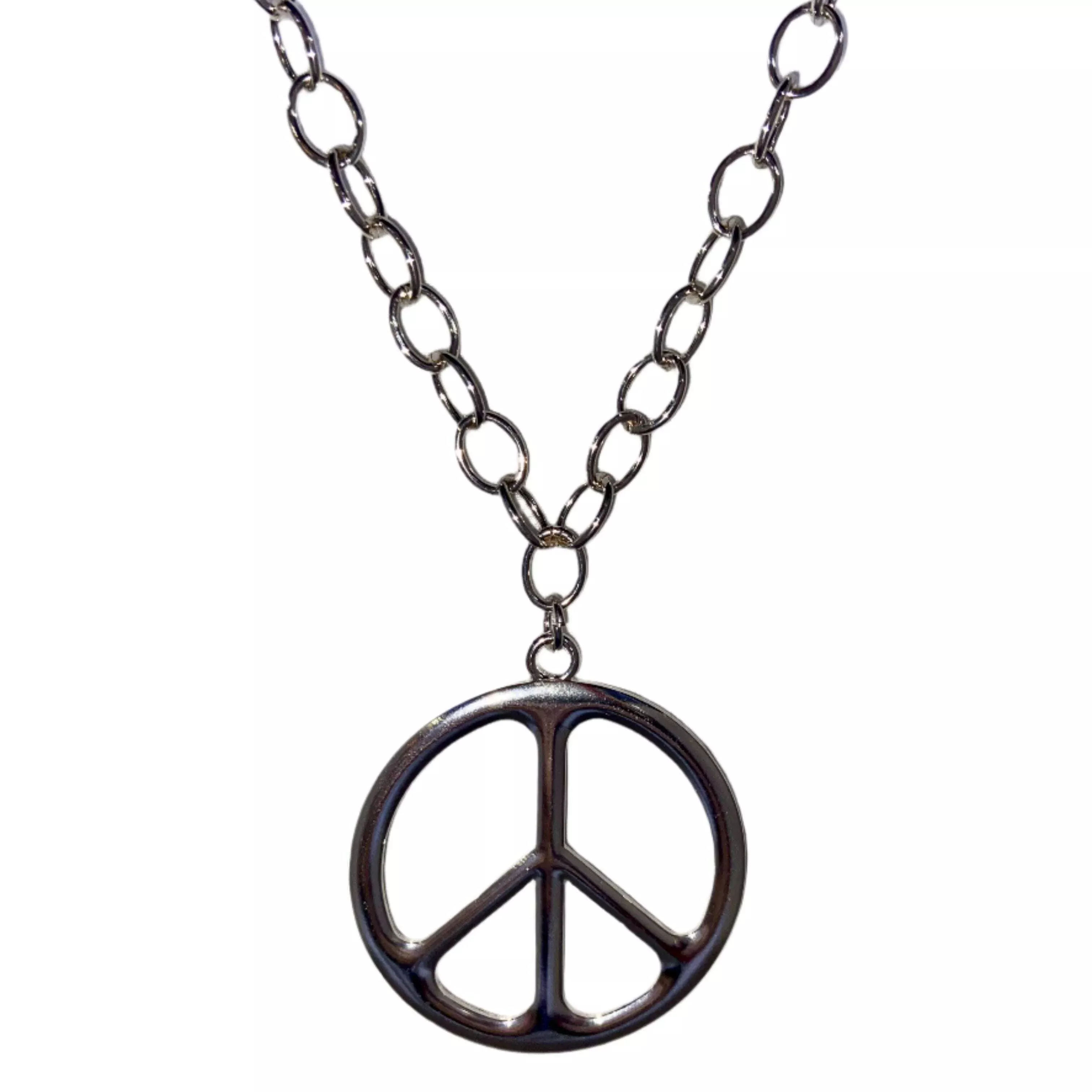 Silver Peace Medallion Necklace