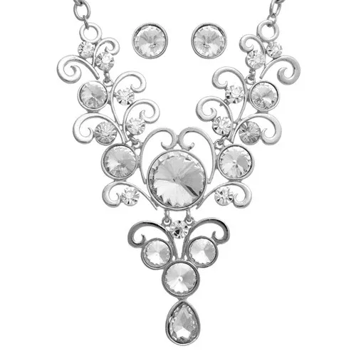 Silver Rhinestone Vine Set