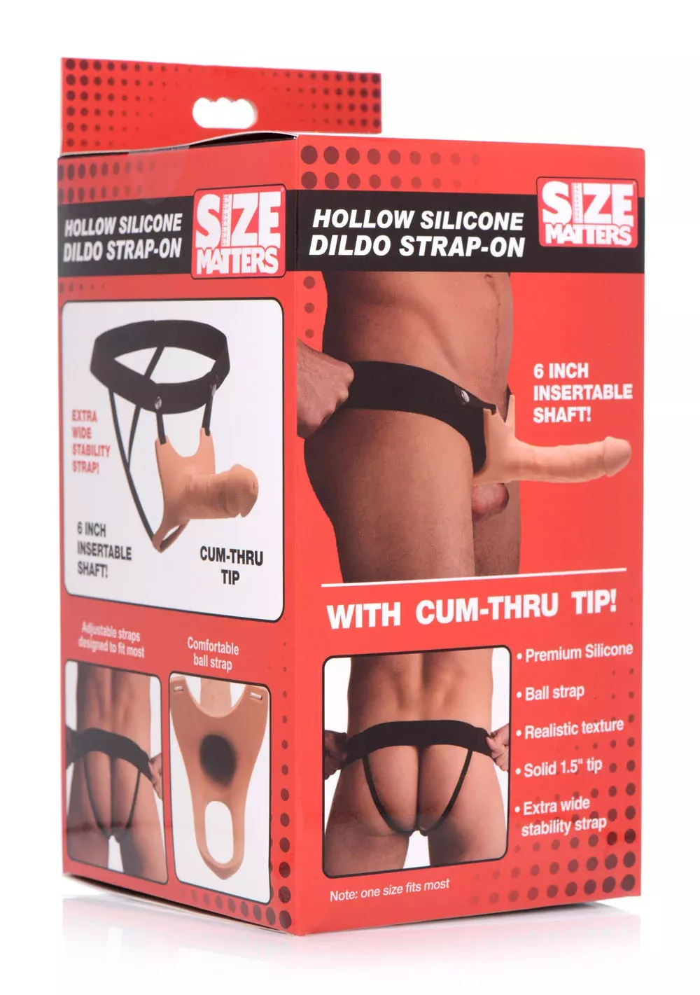 Size Matters Hollow Silicone Dildo Strap On - Flesh