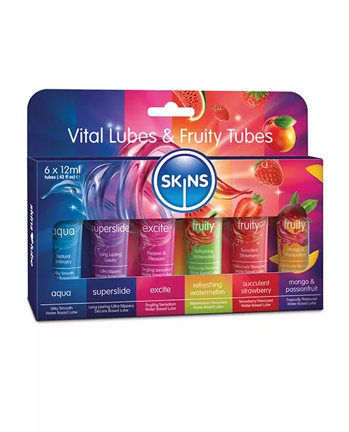 Skins Vital Lubes & Fruity Tubes - 12 ml Pack of 6