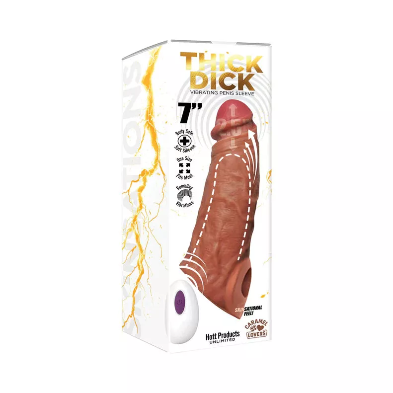 Skinsations Thick Dick 7 in. Vibrating Penis Sleeve with Remote