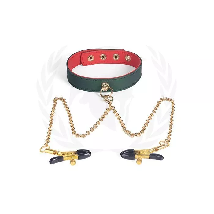 Spartacus PU Collar w /Nipple Clamps