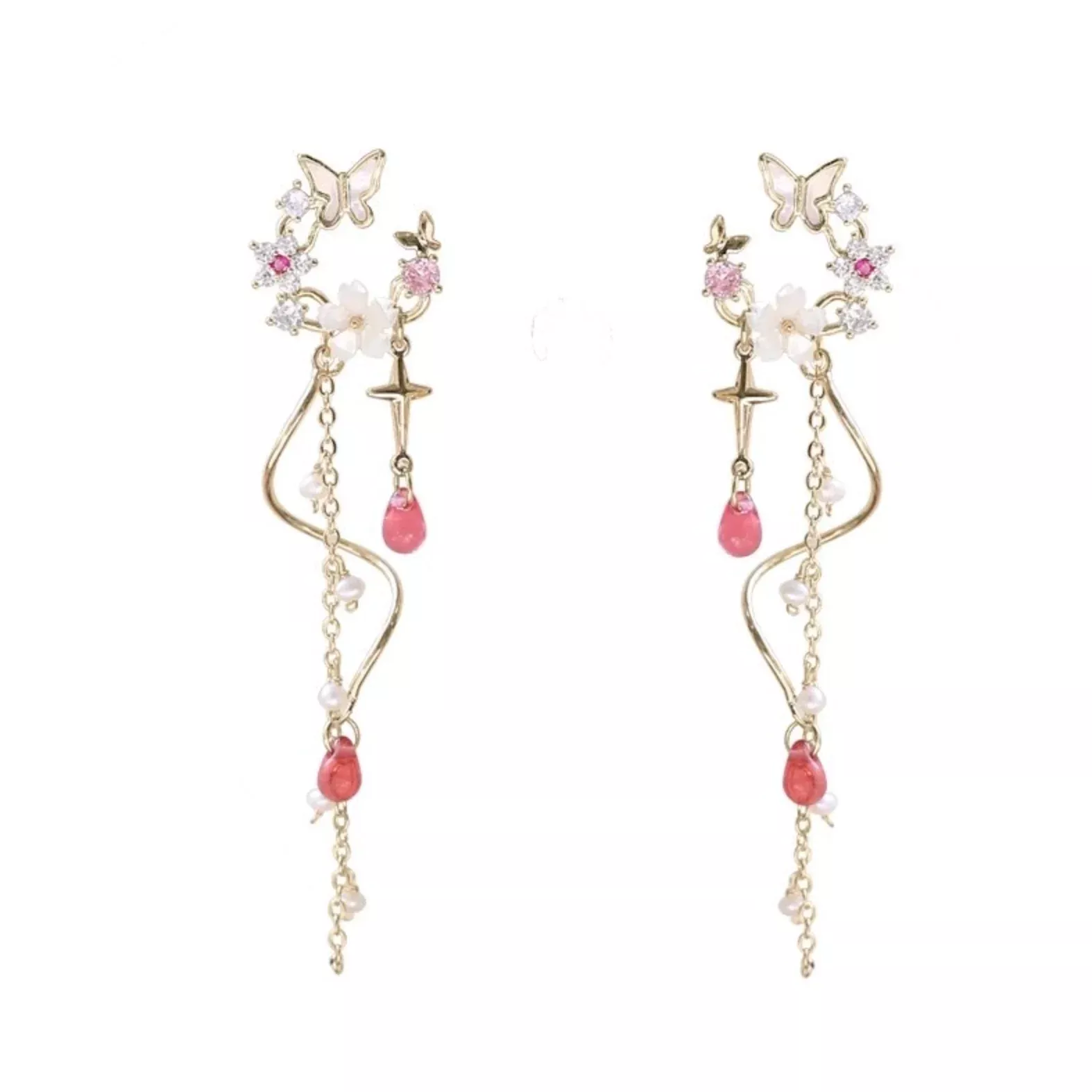 Spiral Threader Drop Gold Dangle Earrings