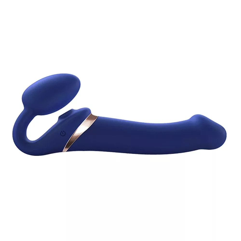 Strap-On-Me Vibrating Multi Orgasm Bendable Remote Control Strap-On - Blue - Large