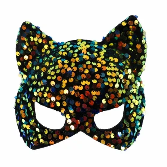 Sunset Multicolor Sequin Cat Mask