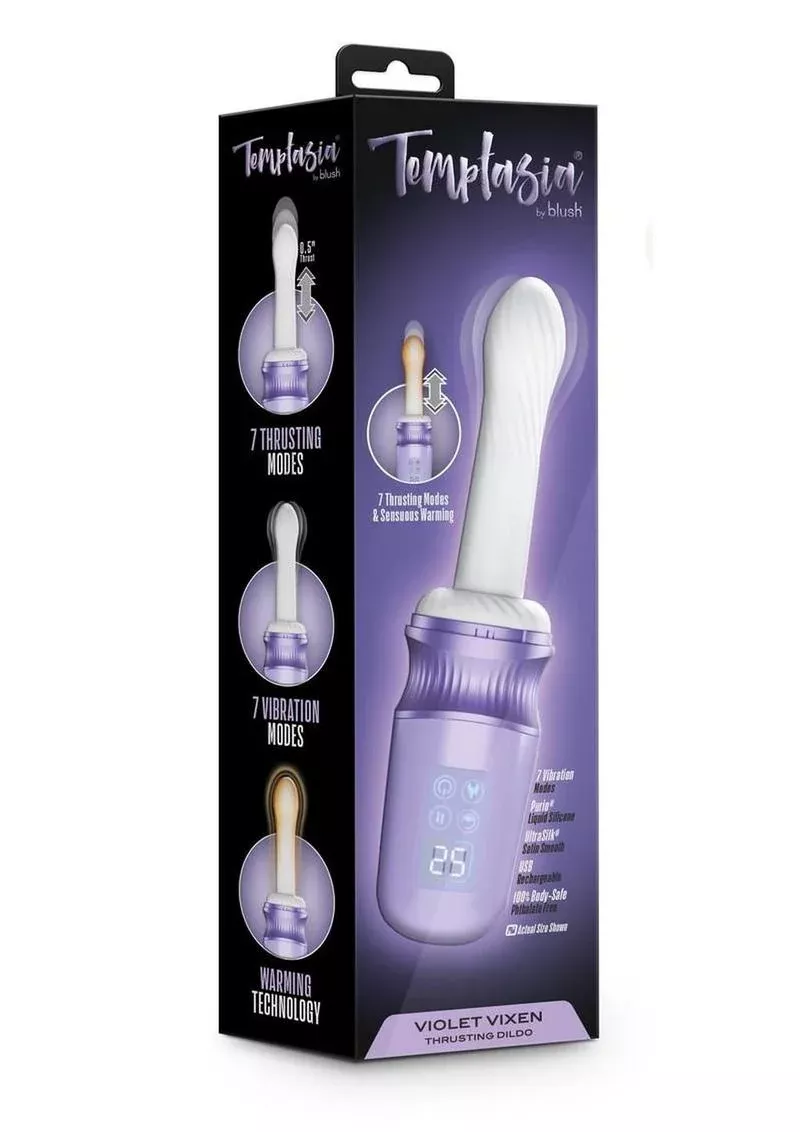 Temptasia Violet Vixen Rechargeable Silicone Thrusting Dildo Vibrator With Mount