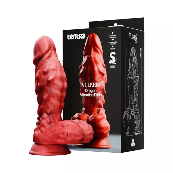 Tentra Vulkris Volcanic Dragon Vibrating Dildo Red