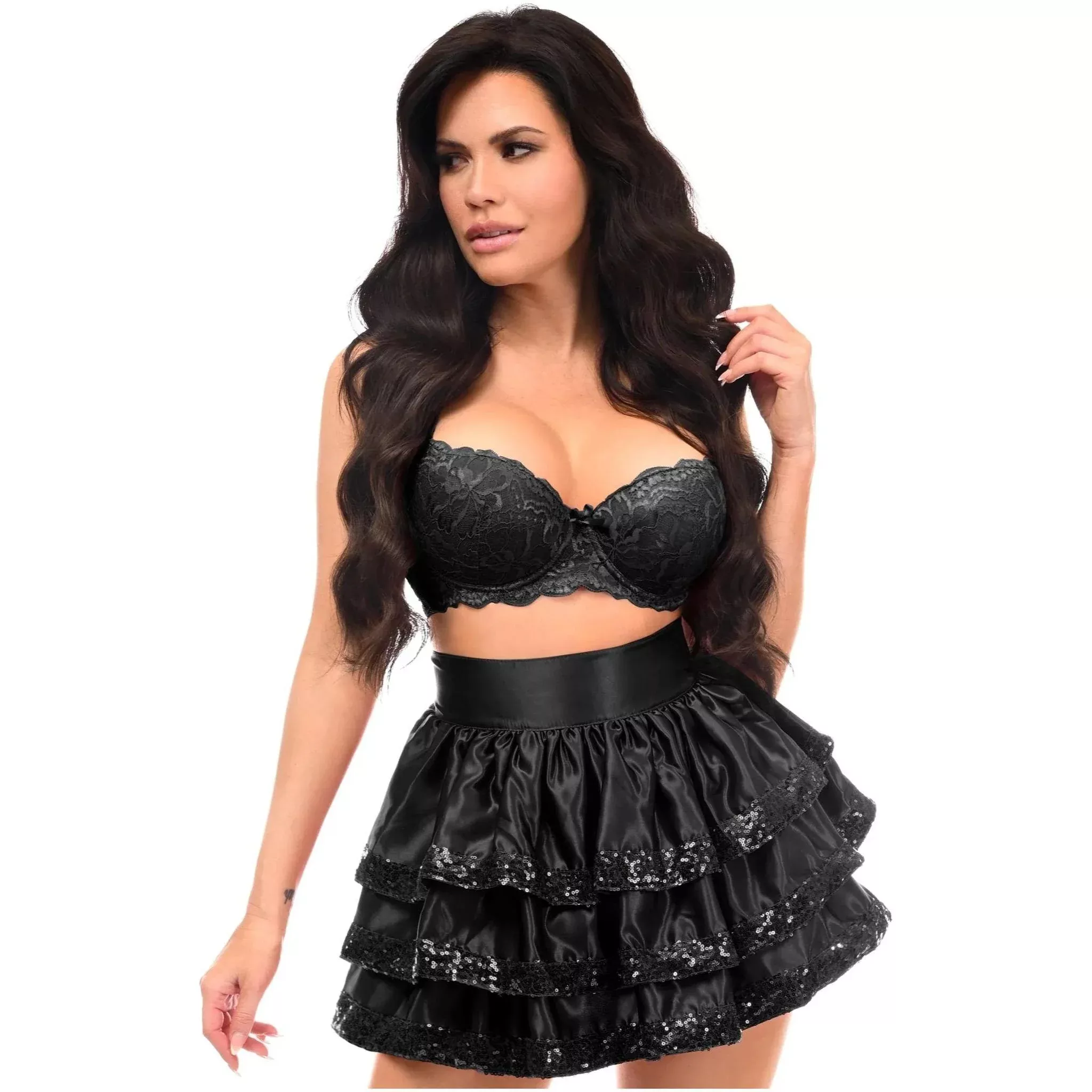 Three Layered Sequin Ruffle Skirt