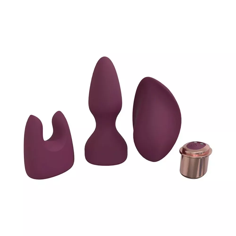 Ultimate Kit Interchangeable 10 Speed Silicone Vibrator Kit - Burgundy
