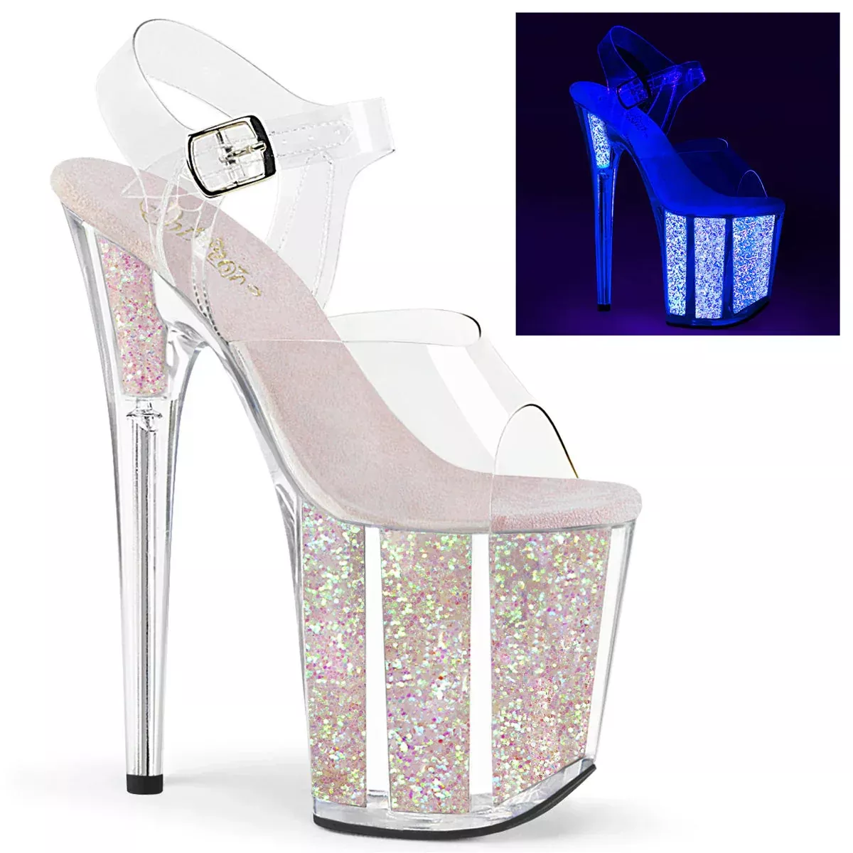 UV reactive Sandal 8" Heel