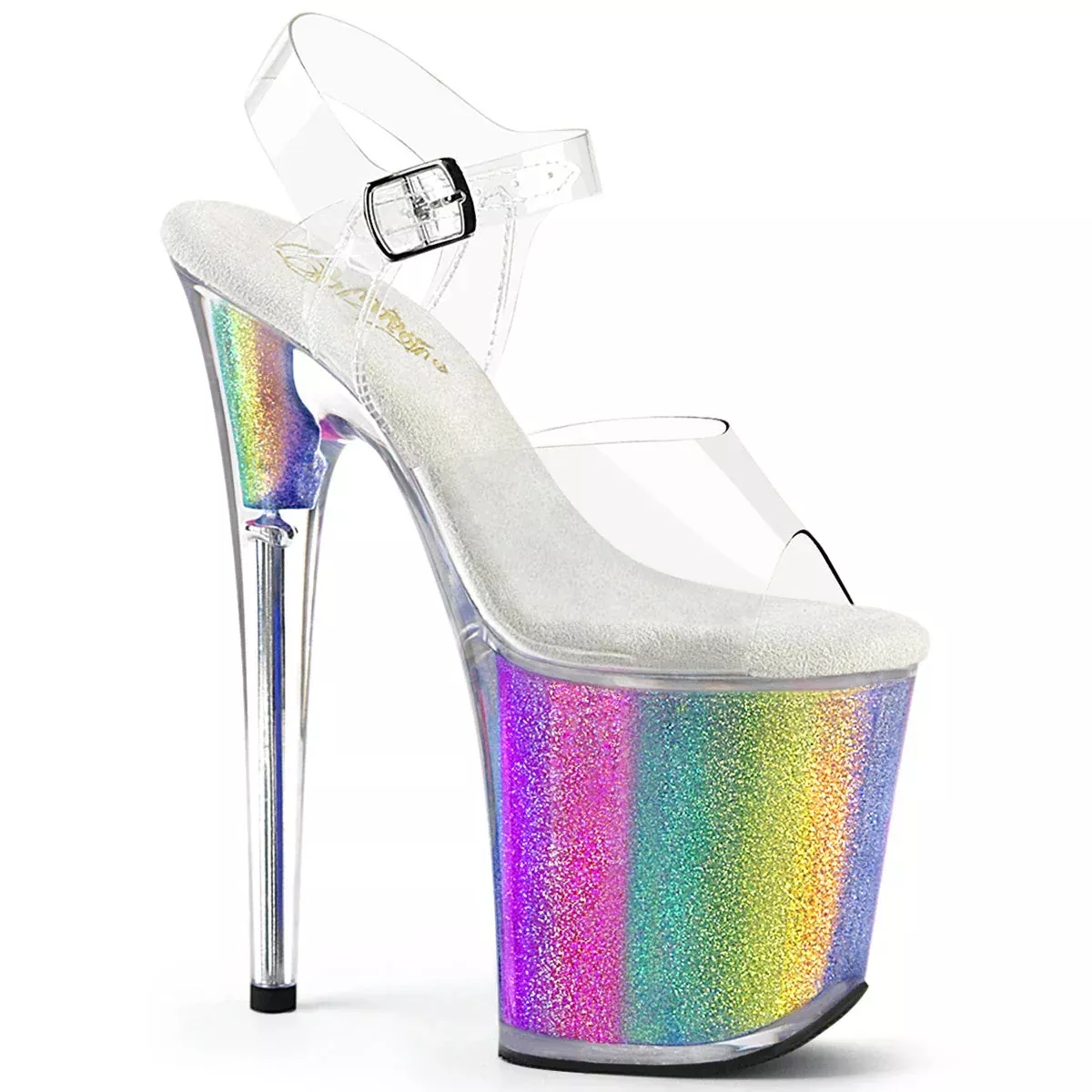 UV Reactive Sequin Sandal 8" Heel
