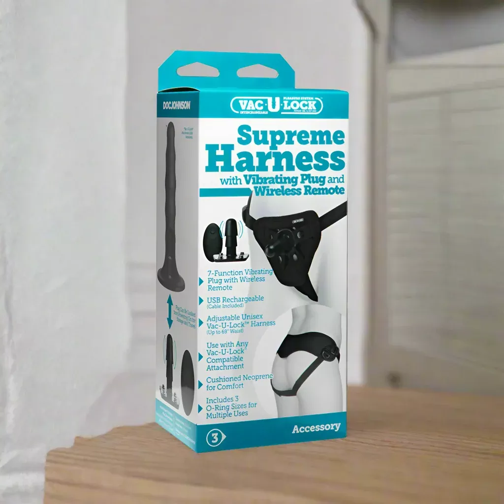 Vac-U-Lock Supreme Harness With Vibrating Plug