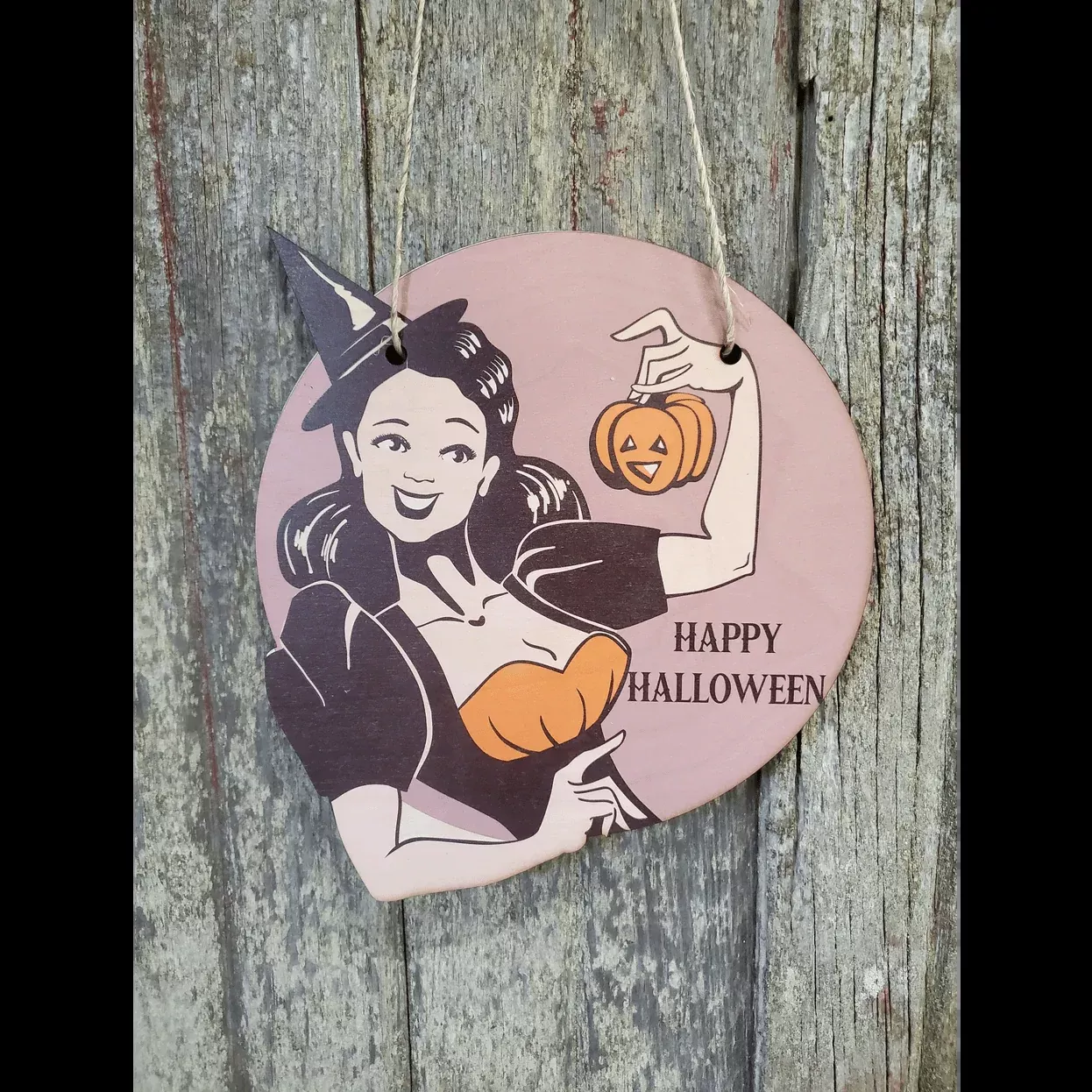 Vintage Witch Happy Halloween Wall Decor