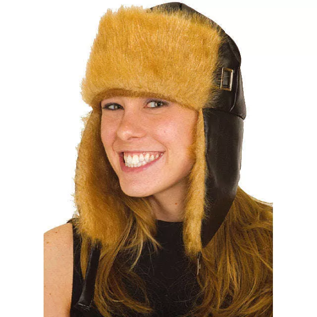 Vinyl Fur Lined Aviator Hat