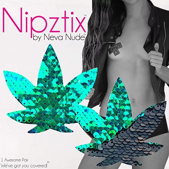 Weed Lead Green Black Sequin Flip