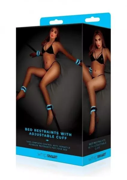 Whipsmart Bed Restraint Cuffs - Adjustable Secure Bondage System in Blue for Kinky Adventures