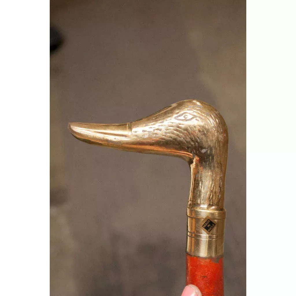Wooden Cane with Brass Duck Handle