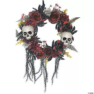 Wreath Skull Roses Halloween Decoration