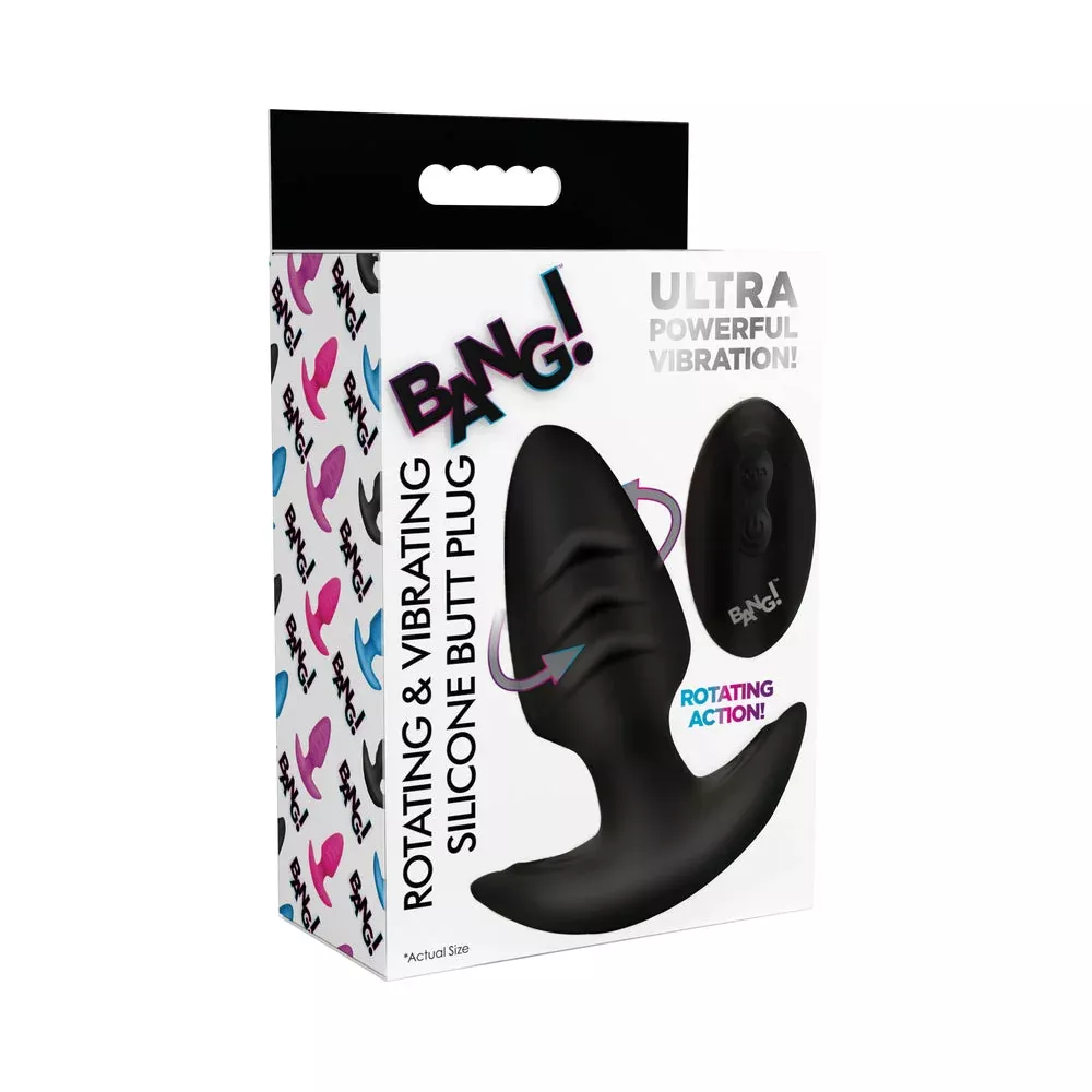 XR Brands BANG! Rotating & Vibrating Silicone Butt Plug with Remote