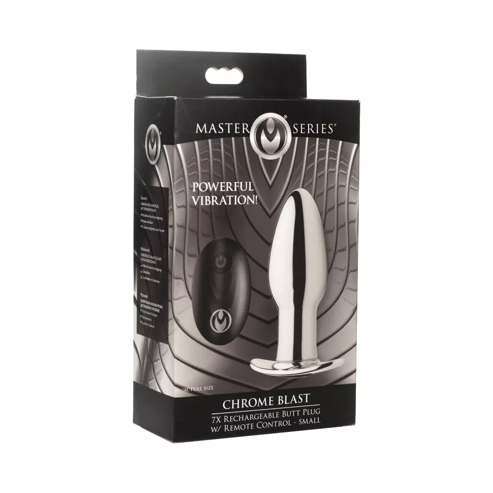 XR Brands Master Series Chrome Blast 7X Rechargeable Butt Plug with Remote S