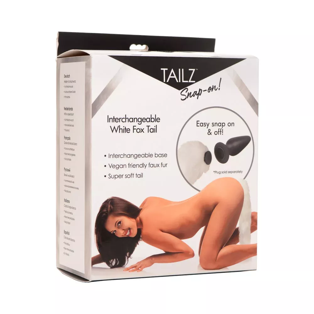 XR Brands Tailz Snap-On Interchangeable White Fox Tail (Plug not included)