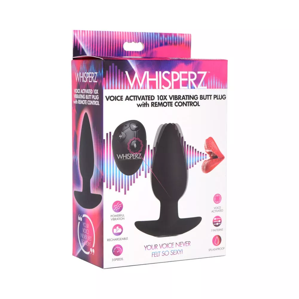 XR Brands Whisperz Voice Activated 10X Vibrating Butt Plug with Remote