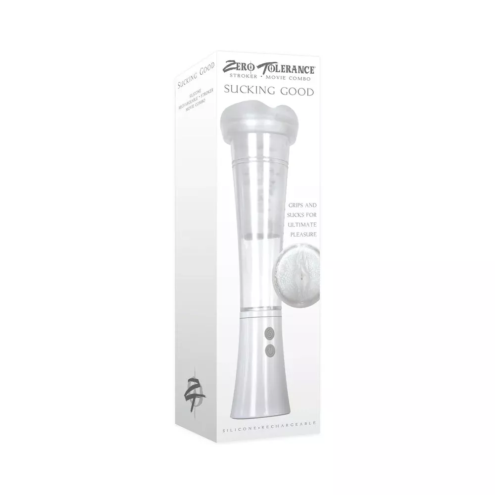 Zero Tolerance Sucking Good Rechargeable Vibrating Vacuum Pump Stroker Clear/White