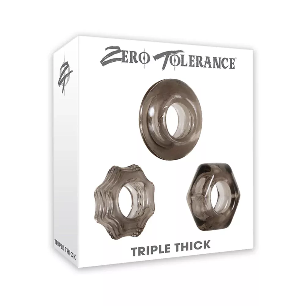 Zero Tolerance Triple Thick 3-Piece Cock Ring Set - Smoke